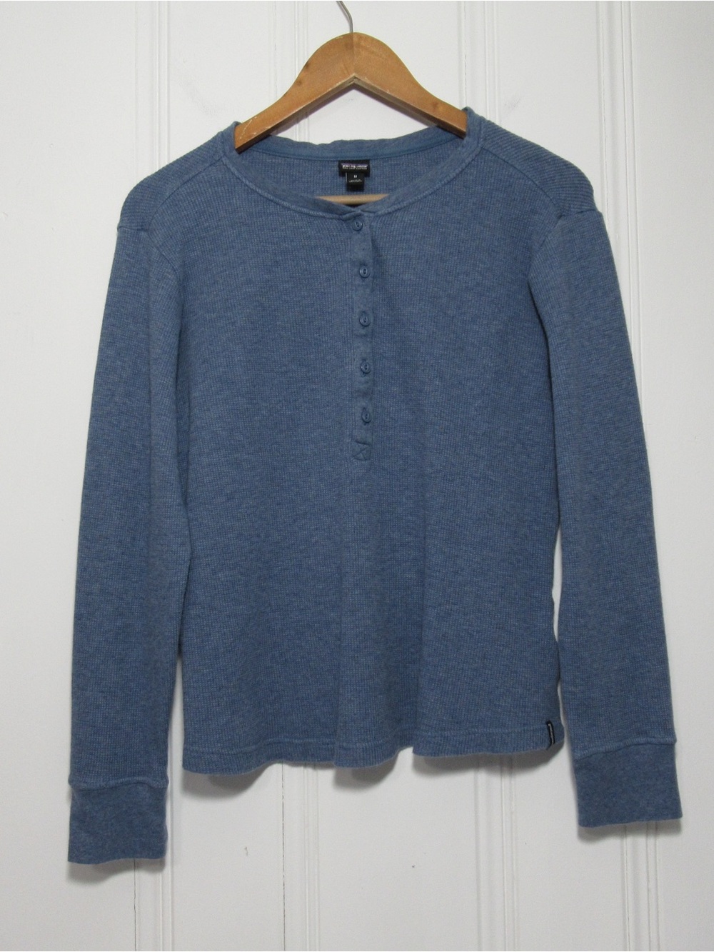 Patagonia blue Organic Cotton Waffle Henley Long Sleeve Top Size Medium